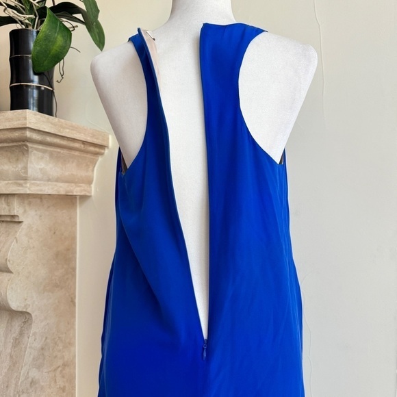 Lavender Brown Cobalt Blue Sleeveless Mini A Line Womens Size S Silk Pockets - Picture 10 of 15
